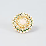 Gold Finish Kundan Polki Ring