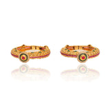 Gold Finish Multi Stones Kadaa Bangles, Set of 2