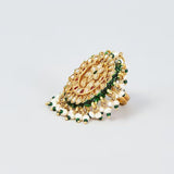 Gold Finish Kundan Polki Ring