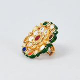 Gold Finish Navratna Stone Ring