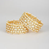 Gold Finish Kundan Polki Bangles, Set of 2