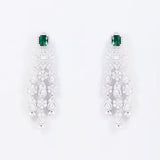 White Finish Zircon & Green Emerald Dangler Earrings