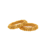 Gold Finish Screw Closure Temple Bangles, Set of 2