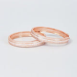 Rose Gold Finish Zircon Bangles, Set of 2