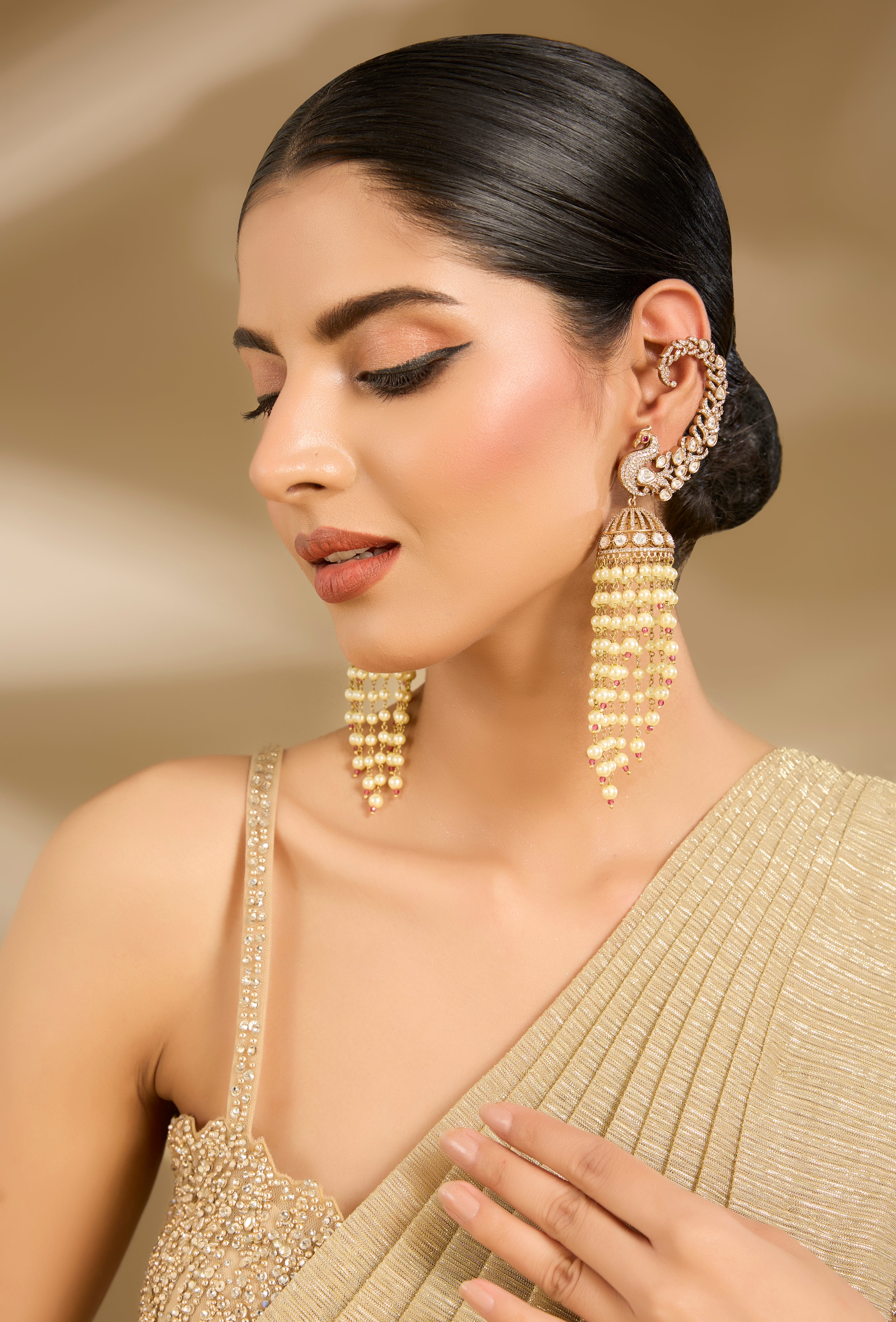 Peacock Polki Jhumka Earrings-title