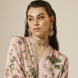 Antara Pink & Green Kundan Choker Necklace Set with Pair of Earrings