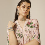 Antara Pink & Green Kundan Choker Necklace Set with Pair of Earrings