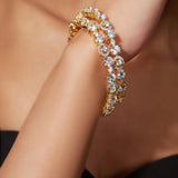 Gold Plated Zircon Womens Pair of Bangles