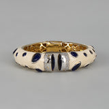 White Enamel  Blue Onex Stone Open Cuff Kada