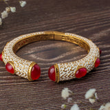 Antara Gold Plated Red & White Womens Zircon Kadas