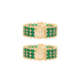 Gold Plated Kundan With Zircon Studded Green Synthetic Stone Bangles, Set of 2