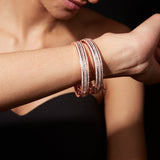 Rose Gold Plated Zircon Studded Pop Style Hook Openable Bangles, Set of 2