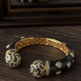 Gold Plated Black Colored Zircon Womens Kada