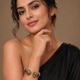 Black Enamel Gold-Plated Designer Kada Bracelet