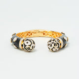 Black Enamel Gold-Plated Designer Kada Bracelet