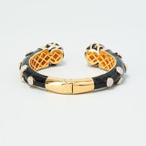 Black Enamel Gold-Plated Designer Kada Bracelet