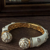 Gold Plated White Colored Synthetic Stone Womens Kada