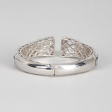 Silver-Tone Geometric Statement Cuff Bracelet with Crystal Accents