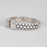 Silver-Tone Geometric Statement Cuff Bracelet with Crystal Accents