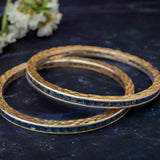 Zia Gold Plated BlueWomens Zircon Pair of Bangles