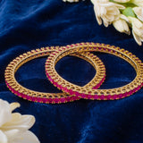 Zia Gold Plated PinkWomens Zircon Pair of Bangles