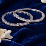 Zia Silver Plated White Womens Zircon Pair of Bangles