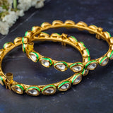 Aatman Gold Plated Womens Kundan, Polki Pair of Bangles