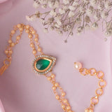 Gold Plated Green Womens Beaded Bracelet