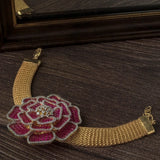 Gold Plated Pink Colored Zircon Womens Bracelet