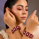 Pink Moissanite Polki Statement Kada Bangle Pair