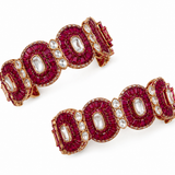Pink Moissanite Polki Statement Kada Bangle Pair