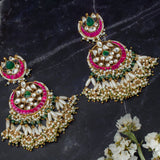 Morpankh Gold Plated MultiWomens Kundan, Polki Pair of Earrings (Freesize)