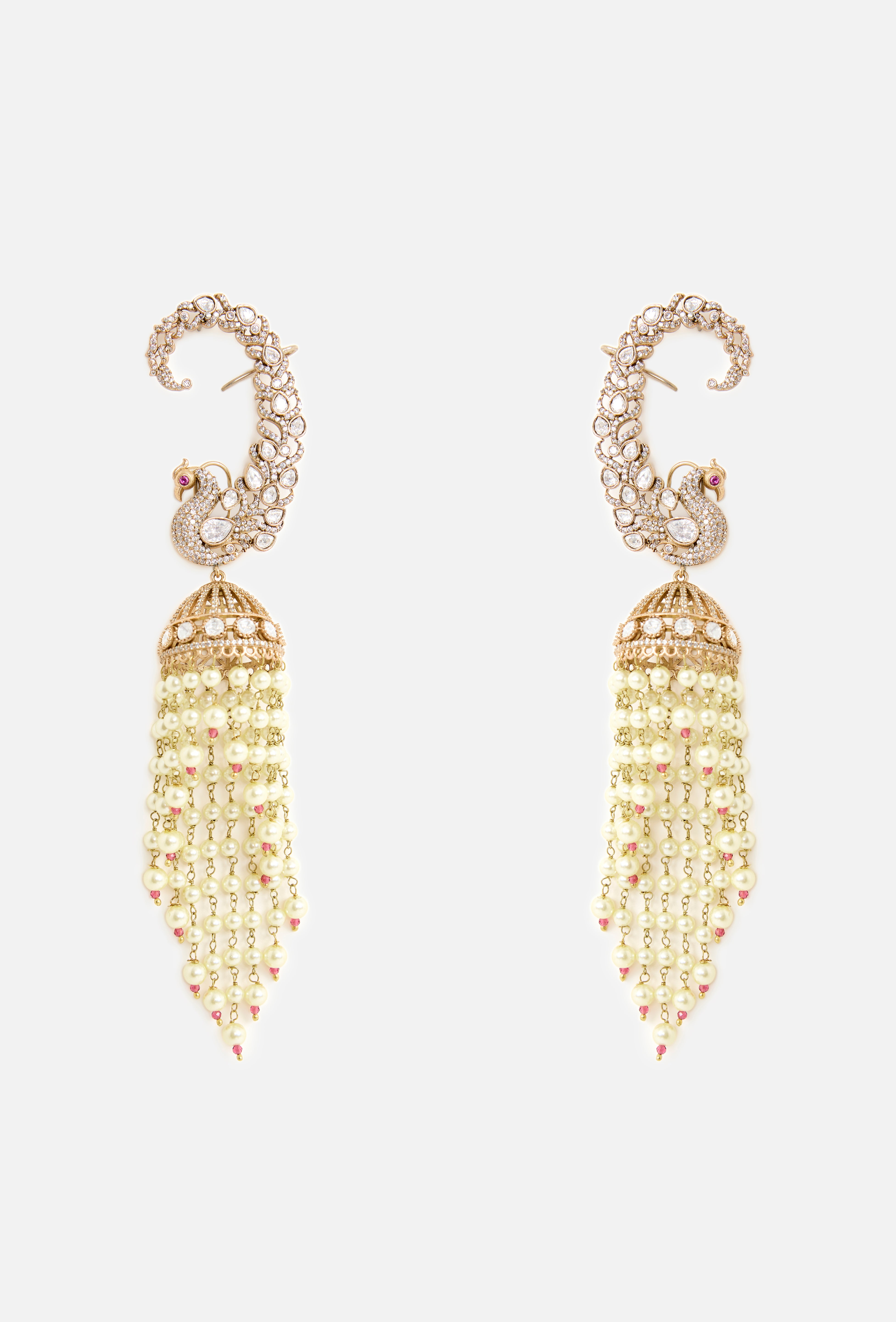 Peacock Polki Jhumka Earrings
