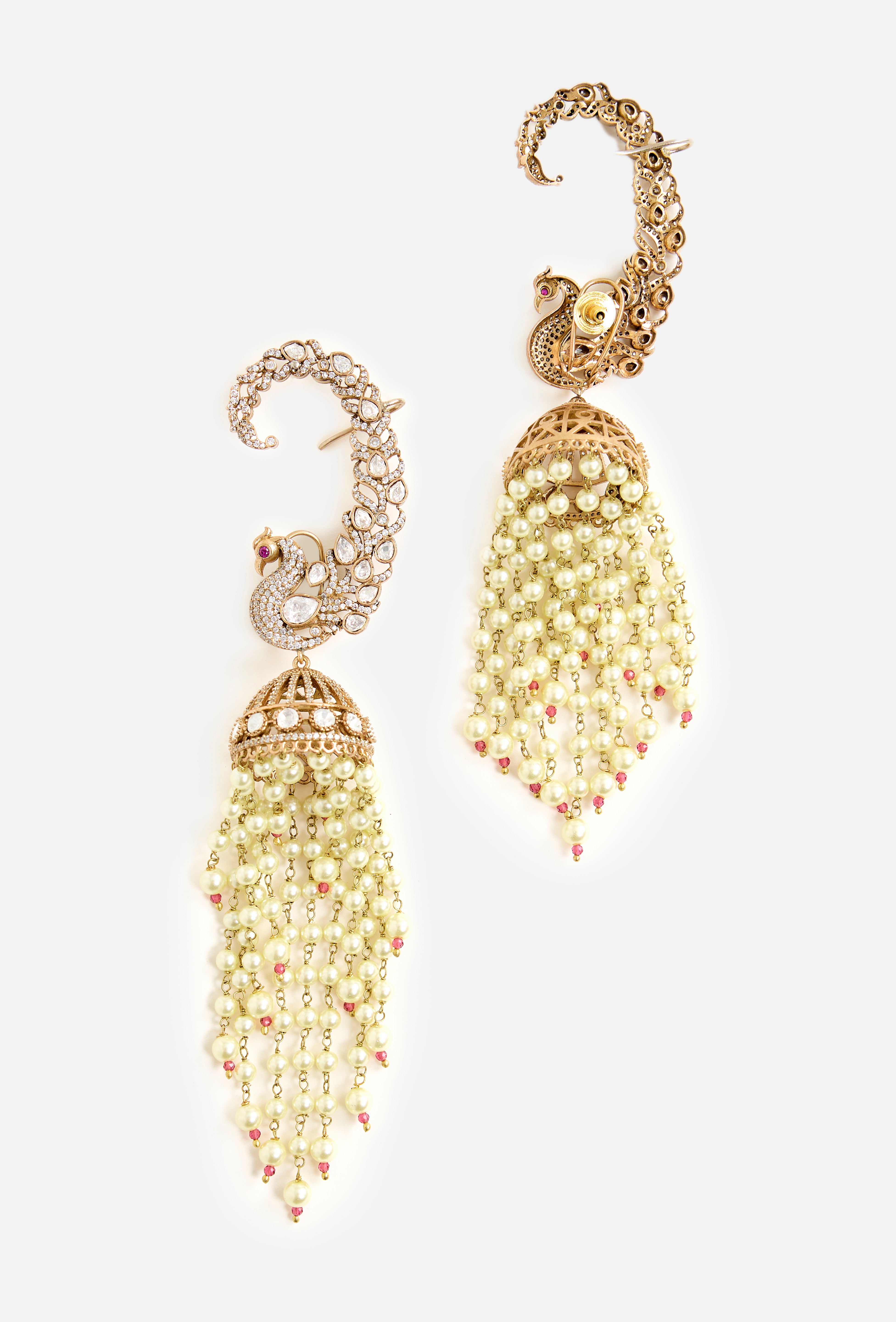 Peacock Polki Jhumka Earrings
