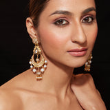 Gold Plated Kundan With Pearl Drop Chaandbali Earrings