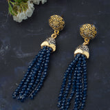 Florence Gold Plated BlueWomens Beaded Pair of Earrings (Freesize)