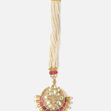 Gold Plated Pink Womens Kundan, Polki Maangtikka