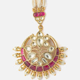 Gold Plated Pink Womens Kundan, Polki Maangtikka