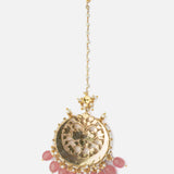 Gold Plated Pink Womens Kundan, Polki Maangtikka