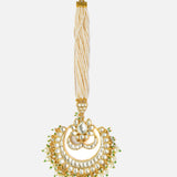 Gold Plated White Womens Kundan, Polki Maangtikka