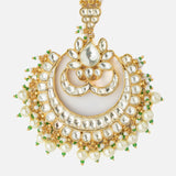 Gold Plated White Womens Kundan, Polki Maangtikka
