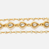 Gold Plated White Womens Kundan, Polki Maathapatti