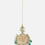 Gold Plated Green Womens Kundan, Polki Maangtikka