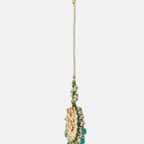 Gold Plated Green Womens Kundan, Polki Maangtikka