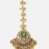 Gold Plated Multicolored Womens Kundan & Polki Maangtikka