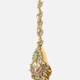 Gold Plated Multicolored Womens Kundan & Polki Maangtikka