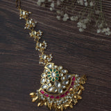 Gold Plated Multicolored Womens Kundan & Polki Maangtikka