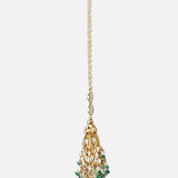 Gold Plated Green Womens Kundan, Polki Maangtikka
