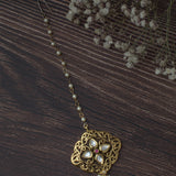 Gold Plated Red Womens Kundan & Polki Maangtikka