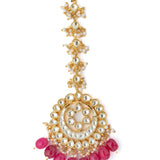 Gold Plated Pink Womens Kundan, Polki Maangtikka